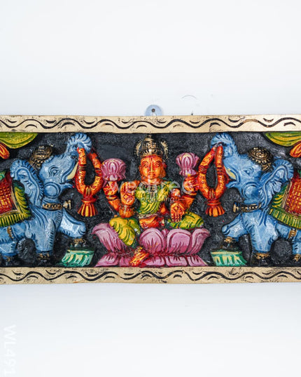 Wooden Carved Gajalakshmi Panel - 24 inch - WL4919 Wooden Decor