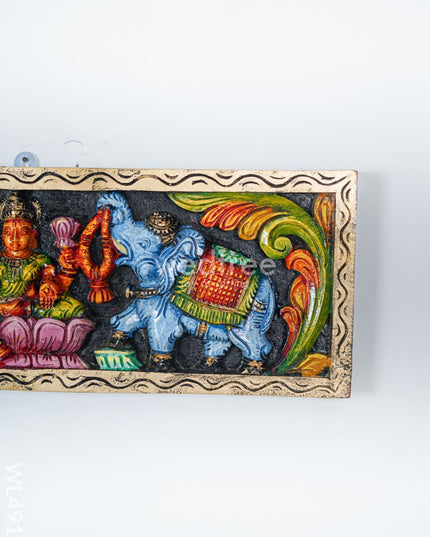 Wooden Carved Gajalakshmi Panel - 24 inch - WL4919 Wooden Decor