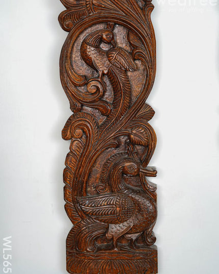 Wooden Carved Ganesha - Lakshmi Wall Hanging Panel - Set of 2 - 36 inch - WL5651 - Wooden Artifacts