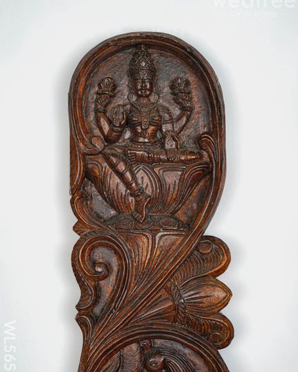 Wooden Carved Ganesha - Lakshmi Wall Hanging Panel - Set of 2 - 36 inch - WL5651 - Wooden Artifacts