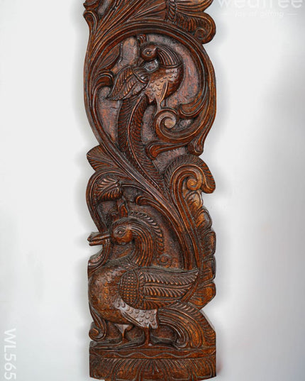 Wooden Carved Ganesha - Lakshmi Wall Hanging Panel - Set of 2 - 36 inch - WL5651 - Wooden Artifacts