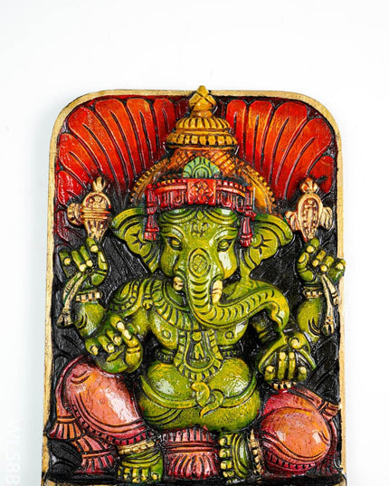 Wooden Carved Ganesha Wall Hanging - WL5881 - Wooden Artifacts