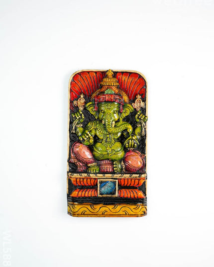 Wooden Carved Ganesha Wall Hanging - WL5881 - Wooden Artifacts