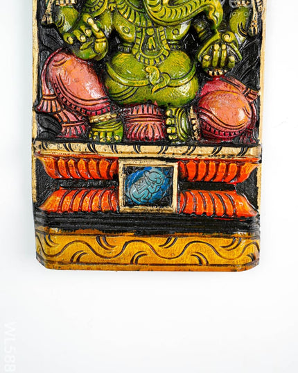 Wooden Carved Ganesha Wall Hanging - WL5881 - Wooden Artifacts