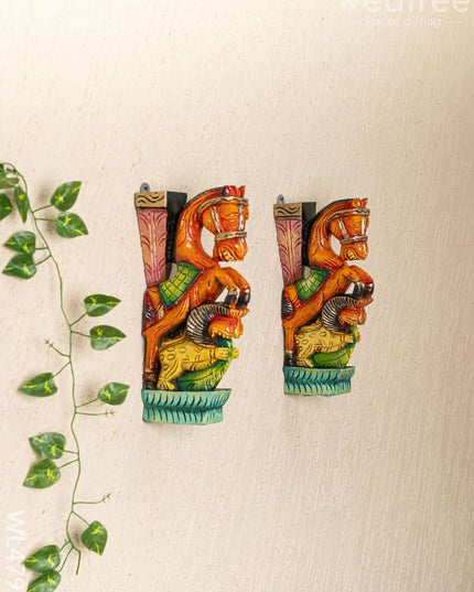 Wooden Carved Horse Bracket - Set of 2 - WL4793 - Wooden Artifacts