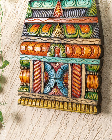Wooden Carved - Kovil Gopuram Wall Hanging - 15 inch - WL5267 - Wooden Artifacts