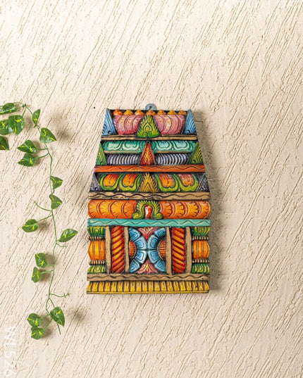 Wooden Carved - Kovil Gopuram Wall Hanging - 15 inch - WL5267 - Wooden Artifacts