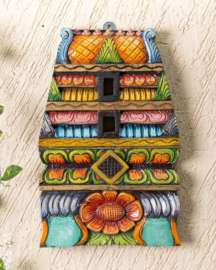 Wooden Carved - Kovil Gopuram Wall Hanging - 15 inch - WL5268 - Wooden Artifacts