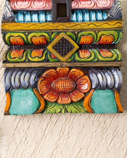 Wooden Carved - Kovil Gopuram Wall Hanging - 15 inch - WL5268 - Wooden Artifacts