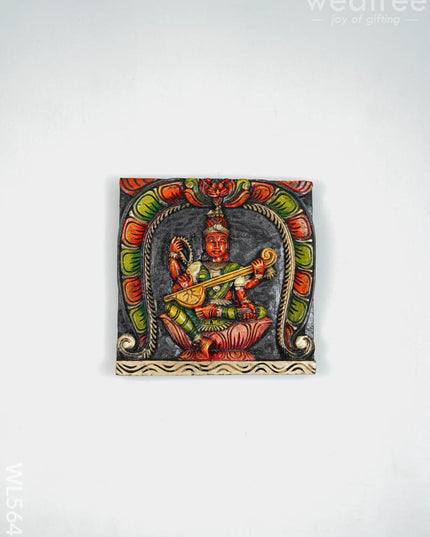 Wooden Carved Lakshmi Wall Hanging Frame - 12 inch - WL5646 - Wooden Artifacts