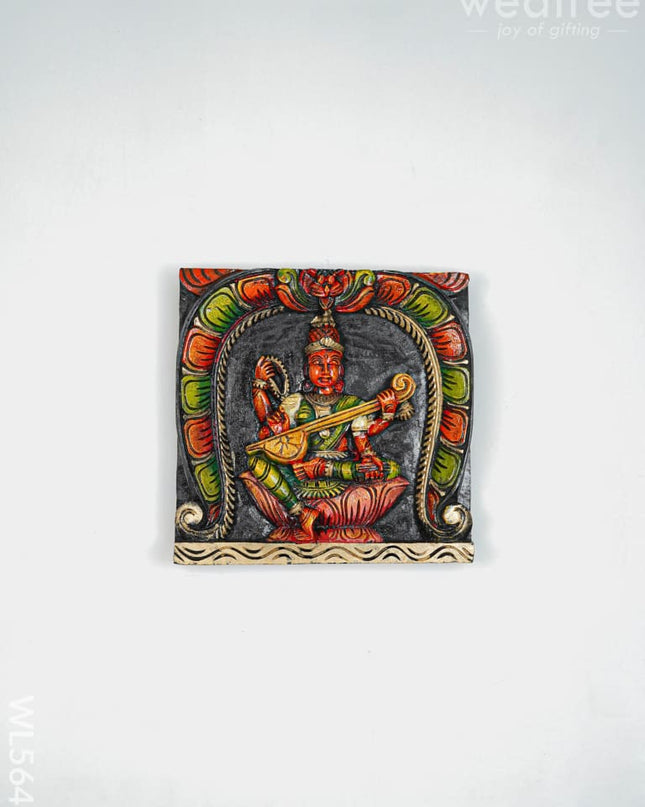 Wooden Carved Lakshmi Wall Hanging Frame - 12 inch - WL5646 - Wooden Artifacts