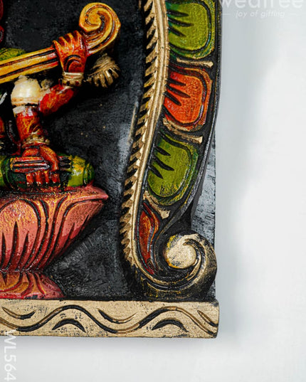 Wooden Carved Lakshmi Wall Hanging Frame - 12 inch - WL5646 - Wooden Artifacts