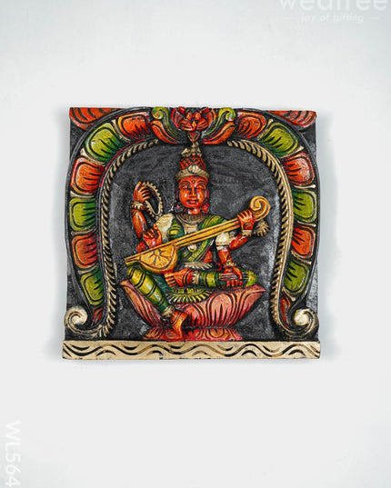 Wooden Carved Lakshmi Wall Hanging Frame - 12 inch - WL5646 - Wooden Artifacts
