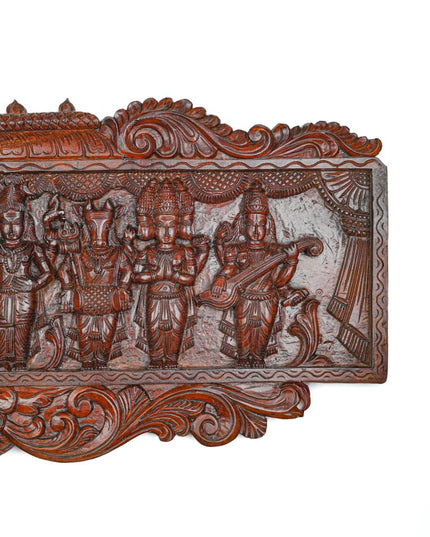 Wooden Carved Meenakshi Kalyanam Wall Hanging Panel - 43 inch - WL5635 - Wooden Artifacts