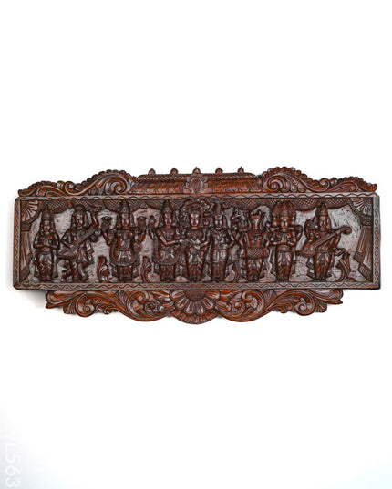 Wooden Carved Meenakshi Kalyanam Wall Hanging Panel - 43 inch - WL5635 - Wooden Artifacts