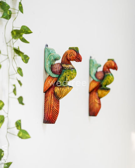 Wooden Carved Parrot Bracket - 12 inch - Set of 2 - WL4918 Wooden Decor