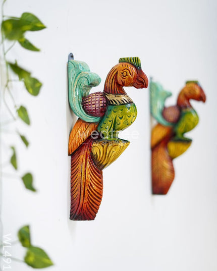 Wooden Carved Parrot Bracket - 12 inch - Set of 2 - WL4918 Wooden Decor