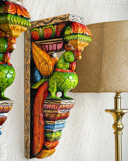 Wooden Carved Parrot Bracket - 18 inch - Set of 2 - WL5559 - Wooden Artifacts