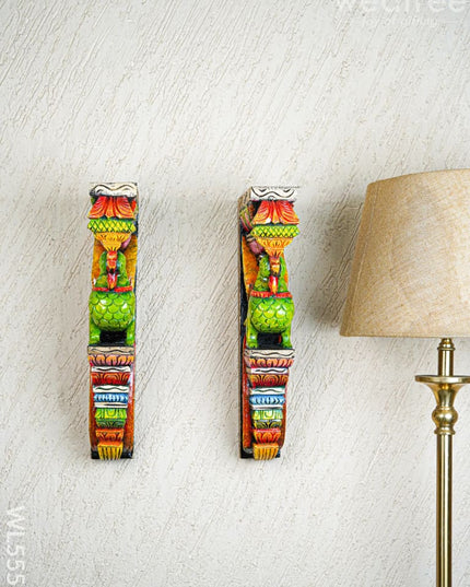 Wooden Carved Parrot Bracket - 18 inch - Set of 2 - WL5559 - Wooden Artifacts