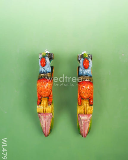 Wooden Carved Parrot Bracket - Set Of 2 Wl4792 Decor