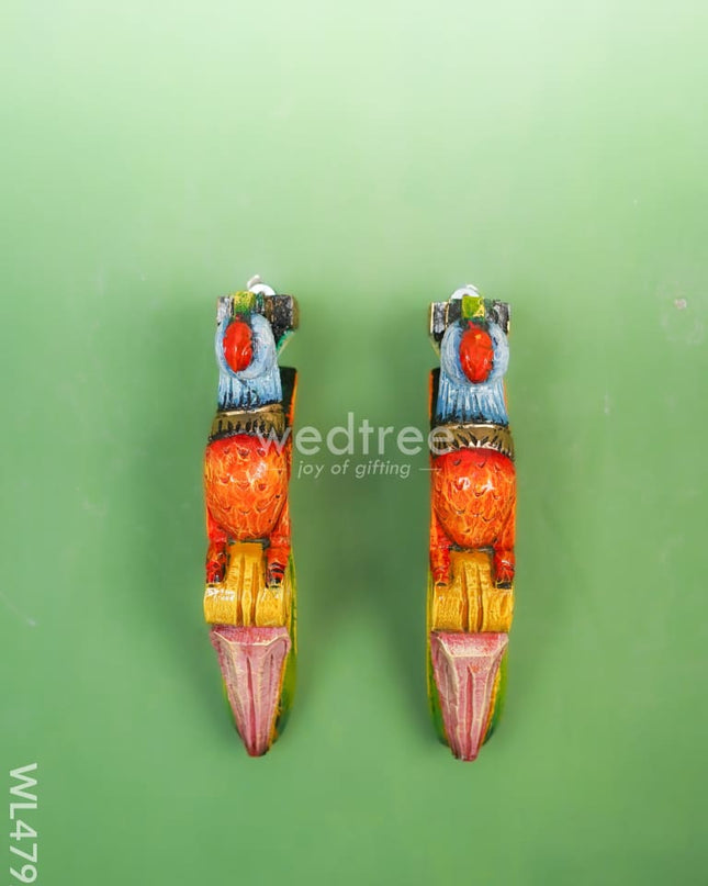 Wooden Carved Parrot Bracket - Set Of 2 Wl4792 Decor