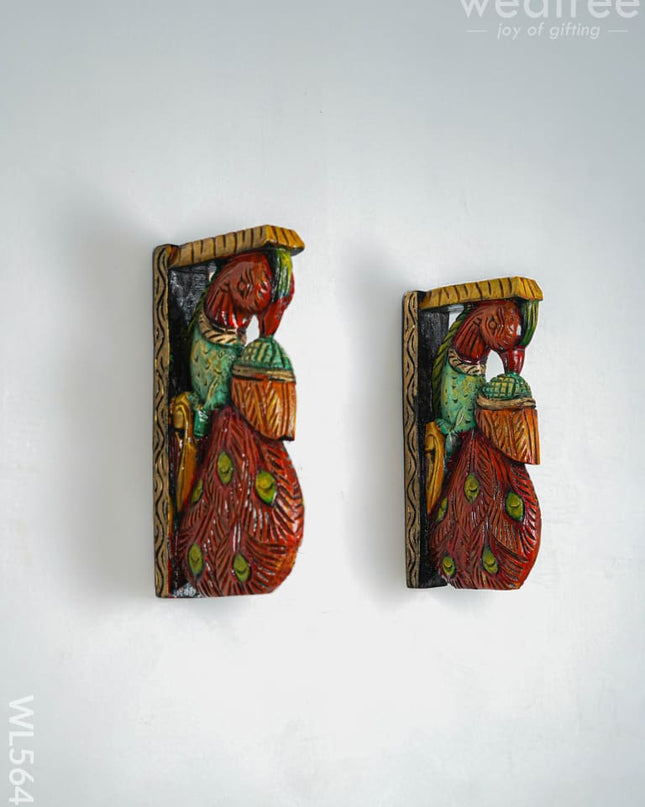 Wooden Carved Parrot Bracket - Set of 2 - WL5641 - Wooden Artifacts