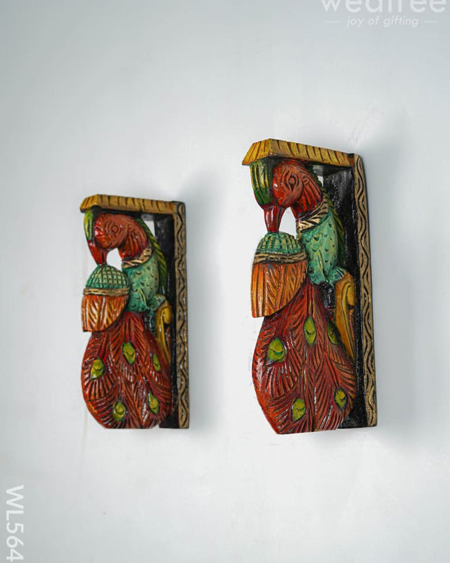 Wooden Carved Parrot Bracket - Set of 2 - WL5641 - Wooden Artifacts