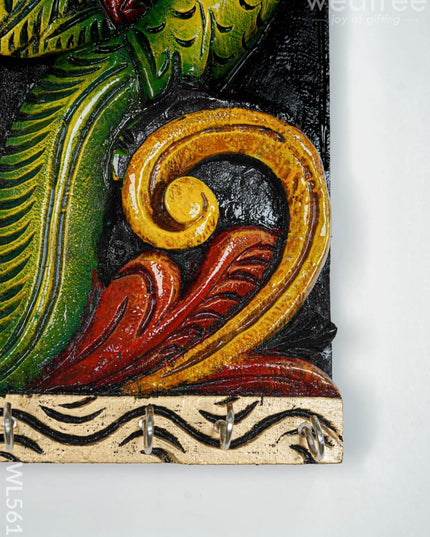 Wooden Carved Parrot Key Hanger - 12 inch - WL5619 - Wooden Artifacts