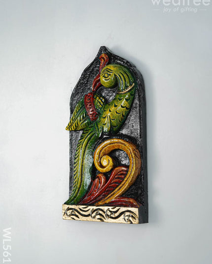Wooden Carved Parrot Key Hanger - 12 inch - WL5619 - Wooden Artifacts