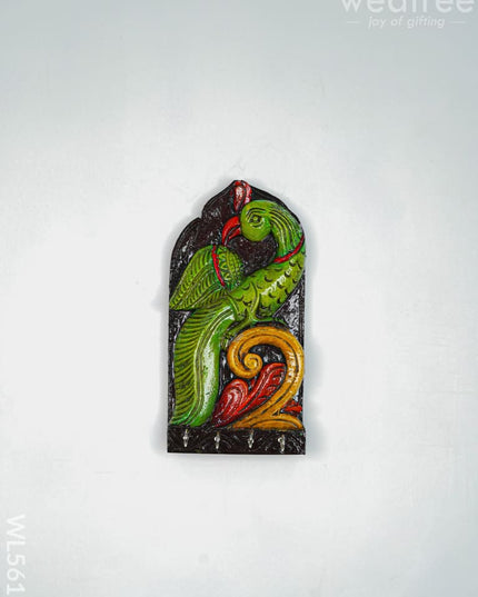 Wooden Carved Parrot Key Hanger - 12 inch - WL5619 - Wooden Artifacts