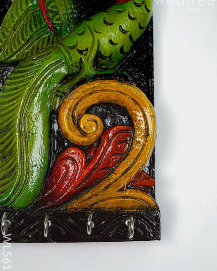 Wooden Carved Parrot Key Hanger - 12 inch - WL5619 - Wooden Artifacts
