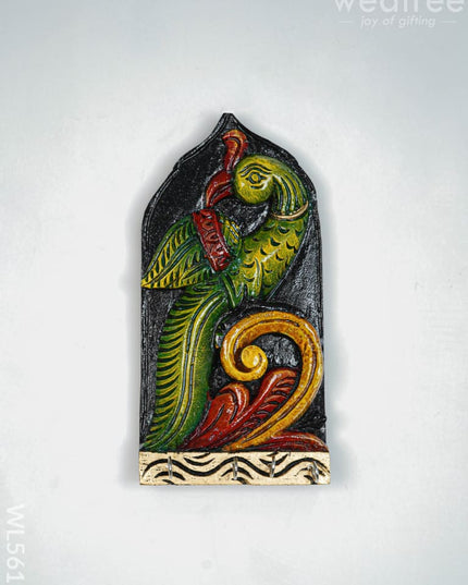Wooden Carved Parrot Key Hanger - 12 inch - WL5619 - Wooden Artifacts