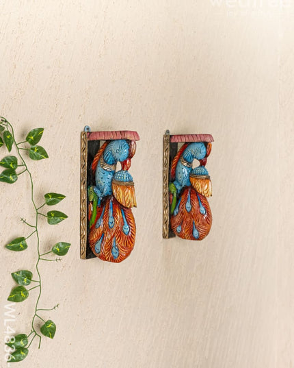 Wooden Carved Peacock Bracket - 12 inch - Set of 2 - WL4836-2 - Wooden Artifacts