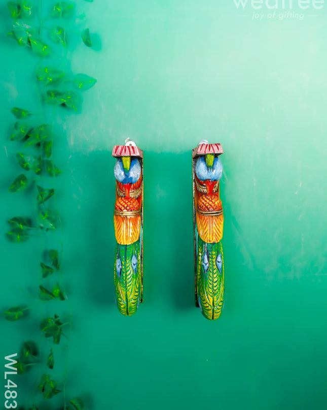 Wooden Carved Peacock Bracket - 12 inch - Set of 2 - WL4836 Wooden Decor