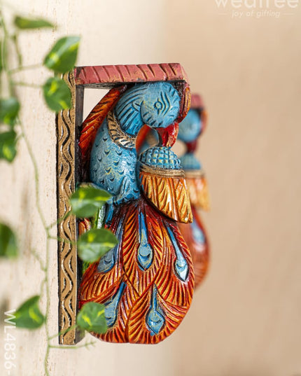 Wooden Carved Peacock Bracket - 12 inch - Set of 2 - WL4836-2 - Wooden Artifacts