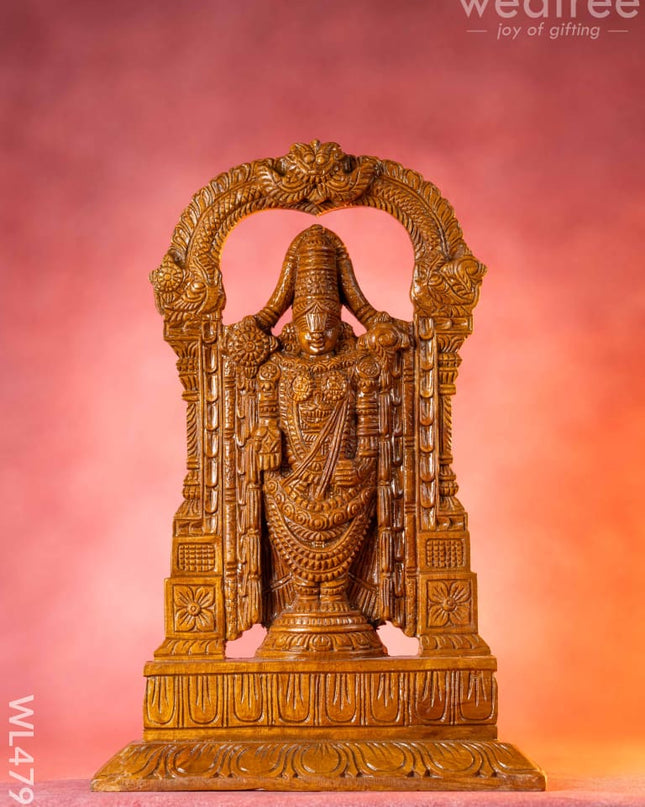 Wooden Carved Permunal Balaji Idol - 18 inch - WL4795 Wooden Artifacts