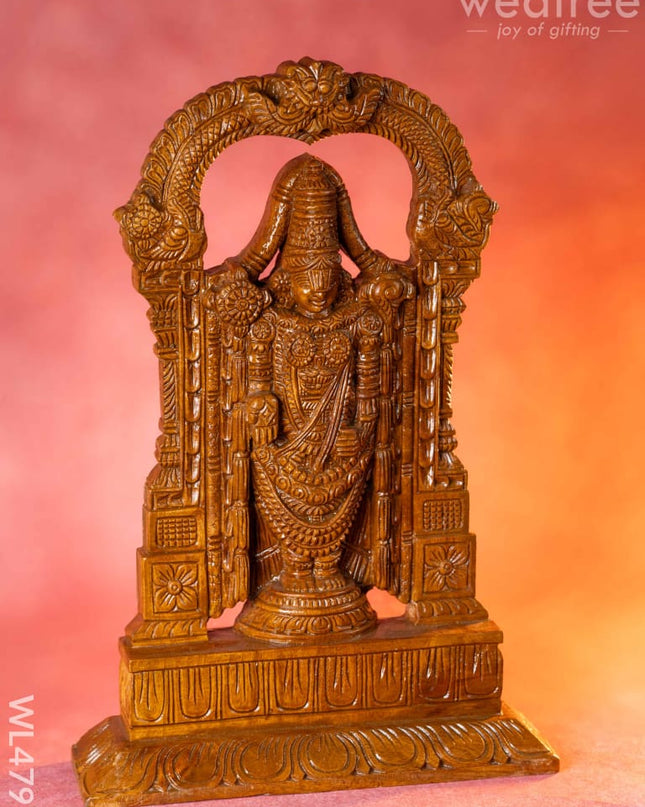 Wooden Carved Permunal Balaji Idol - 18 inch - WL4795 Wooden Artifacts