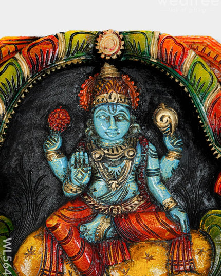 Wooden Carved Ranganathar Wall Hanging Frame - 12 inch - WL5644 - Wooden Artifacts