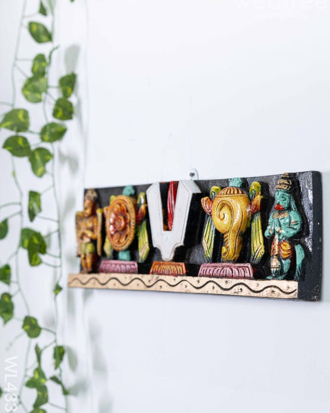 Wooden Carved Shank Chakra Nama Panel - 18 inch - WL4835 Wooden Artifacts