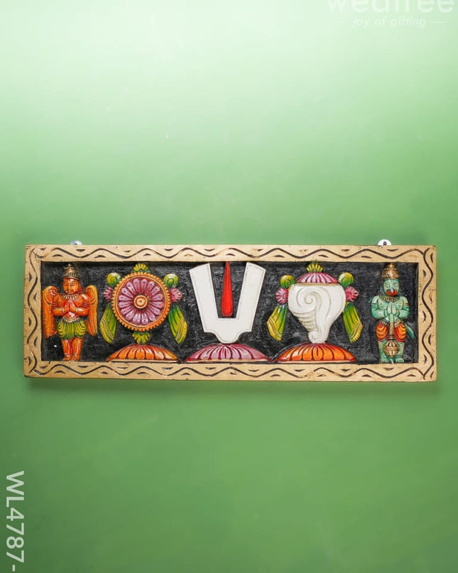 Wooden Carved Shank Chakra Nama Panel - 8 Inch Wl4787 Decor