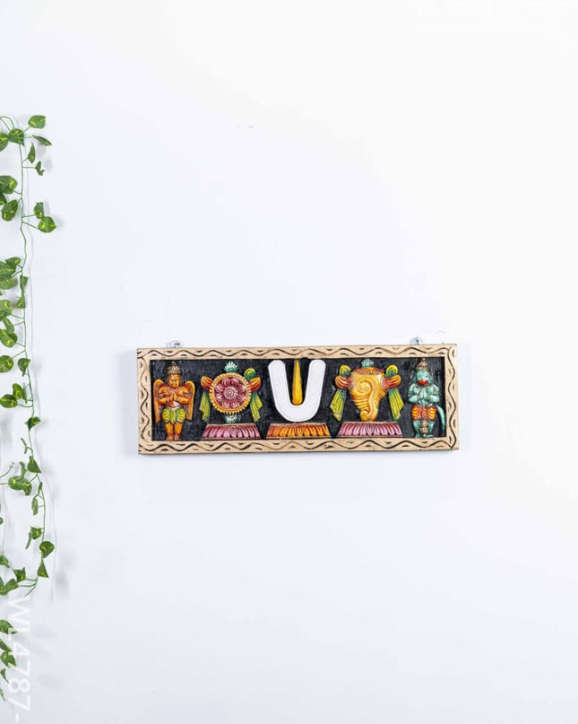 Wooden Carved Shank Chakra Nama Panel - 24 inch - WL4787-2 Wooden Artifacts