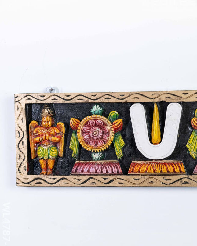 Wooden Carved Shank Chakra Nama Panel - 24 inch - WL4787-2 Wooden Artifacts