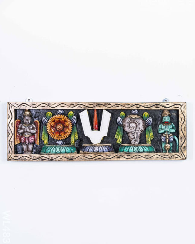 Wooden Carved Shank Chakra Nama Panel - 24 inch - WL4833 Wooden Artifacts