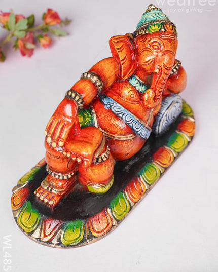 Wooden Carved Sleeping Ganesha Idol - 12 inch - WL4850 Wooden Decor
