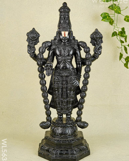 Wooden Carved Tirupathi Balaji Idol - 24 inch - WL5638 - Wooden Artifacts