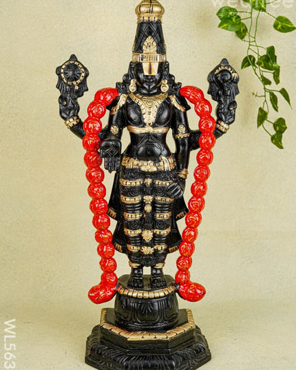 Wooden Carved Tirupathi Balaji Idol - 24 inch - WL5639 - Wooden Artifacts