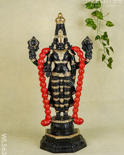 Wooden Carved Tirupathi Balaji Idol - 24 inch - WL5639 - Wooden Artifacts