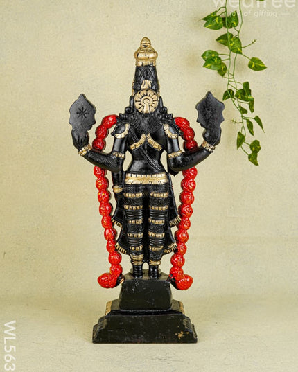 Wooden Carved Tirupathi Balaji Idol - 24 inch - WL5639 - Wooden Artifacts