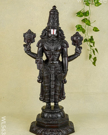 Wooden Carved Tirupathi Balaji Idol - 26 inch - WL5637 - Wooden Artifacts