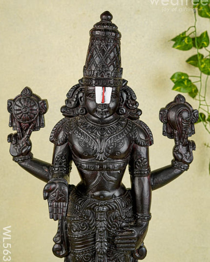 Wooden Carved Tirupathi Balaji Idol - 26 inch - WL5637 - Wooden Artifacts
